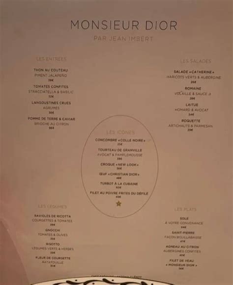 avis sur monsieur dior|monsieur dior restaurant menu.